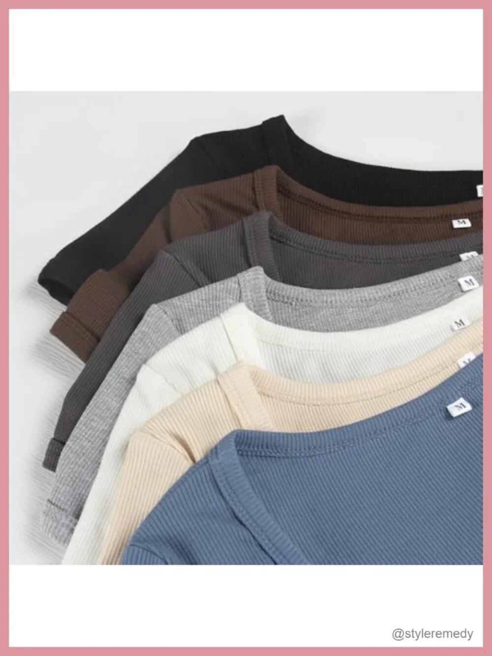 Ribbed Knit V Neck Scoop Neck Crop Top Short Sleeve Form Fitting